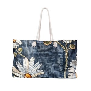 Denim Look Weekender Tasche - Verträumte Reisetasche für Wochenendausflüge, Strandausflüge, Spa-Tage - Geschenk für Abenteurer - Muttertag, Geburtstag