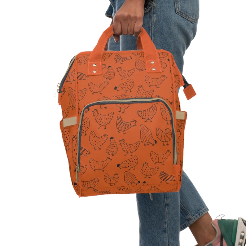 Multifunctional Diaper Bag Backpack, Cute Chicken Multi Purpose Diaper Bag, Personalized Diaper