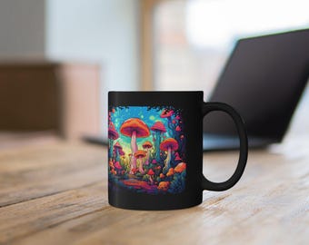 Färgglad svampmugg i keramik 300 ml eller 450 ml | Kopp med svart kaffe och te