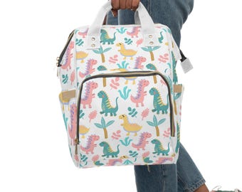 Colorful Dinosaur Diaper Backpack | Multifunctional Baby Nursery Bag