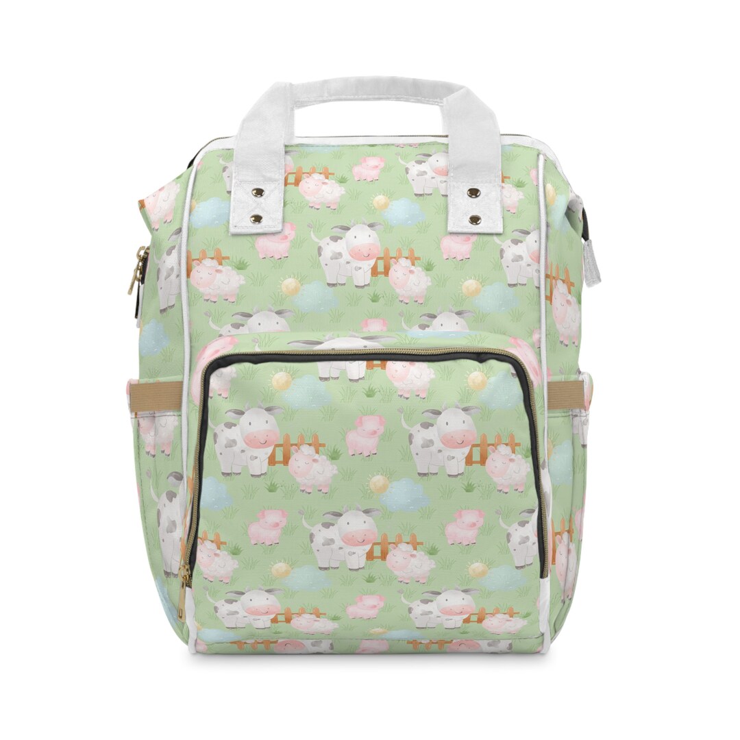 Multifunctional Diaper Bag Backpack, Cute Chicken Cow Multi Purpose