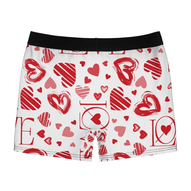Fun, Red Hearts Cover These Men's Custom Boxer Briefs, Valentine Boxers