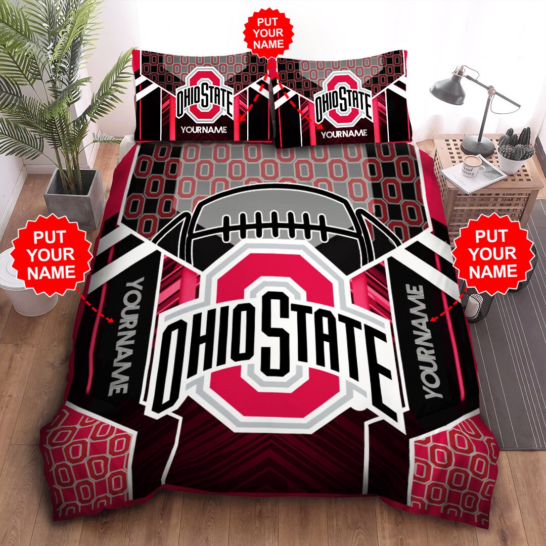 Personalized Ohio State Buckeyes Duvet Cover Pillowcase Etsy