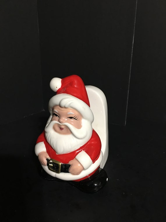 Vintage Santa Napkin Holder Lefton Like Christmas Dinnerware Accessory Decor Christmas Card Holder Letter Holder Ornament Accent