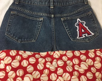 Angels Baseball Jean Purse: Upcycled Denim Tote Bag