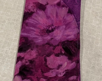 Estuche para gafas de sol y gafas de sol, tela con estampado de flores moradas