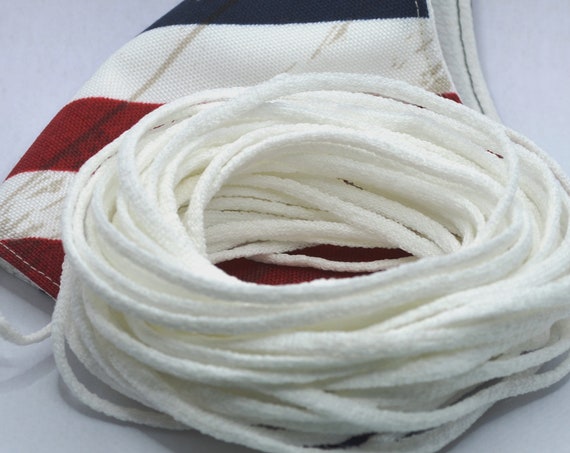 25 yards American white elastic cord for earloop sewing crafting face cover 4mm Made in USA