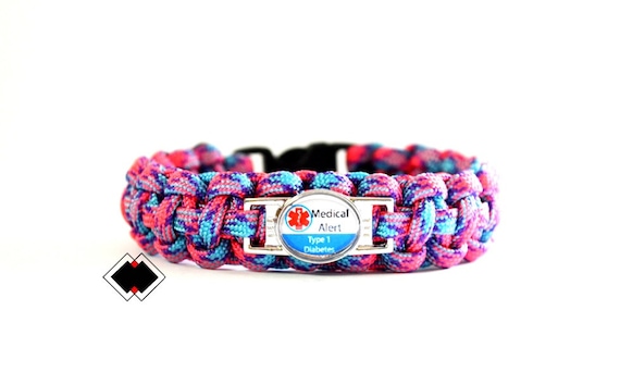 Type 1 Diabetes Diabetes Medical Alert Paracord Bracelet Zombie2 or Custom Made in USA