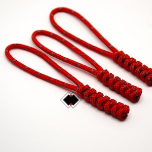 3 pack reflective red 275 paracord zipper pulls clothing keychain lanyard REFLECTIVE RED