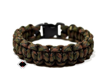 paracord survival bracelet wetland camo handmade in USA