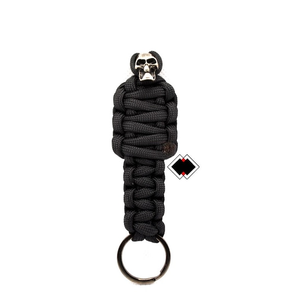 Customizable custom color 550 paracord skull mummy keychain BLACK