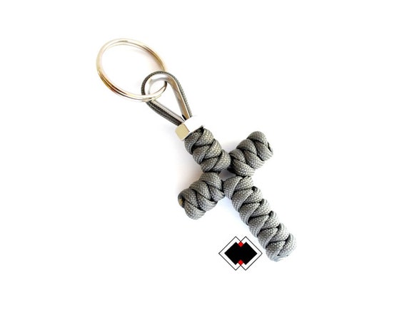 Customizable Cross keychain - 550 Paracord - Foliage Green - Handmade in USA