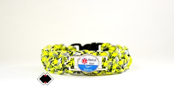 Type 1 Diabetes Diabetes Medical Alert Paracord Bracelet zombie5 or Custom Handmade in USA