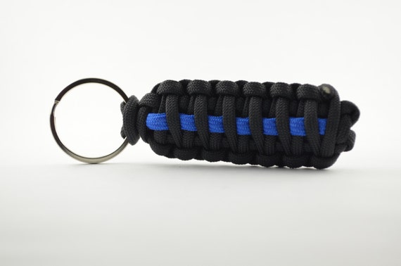 Keychain Police thin blue - 550 paracord - handmade in USA