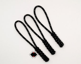 3 pack reflective black 275 paracord zipper pulls clothing keychain lanyard REFLECTIVE BLACK