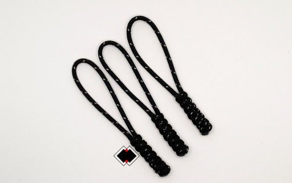 3 pack reflective black 275 paracord zipper pulls clothing keychain lanyard REFLECTIVE BLACK