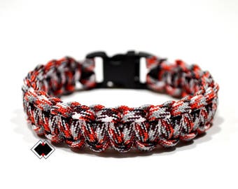 paracord survival bracelet red camo handmade in USA