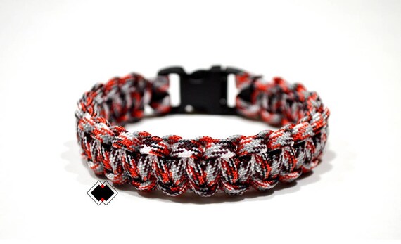 paracord survival bracelet red camo handmade in USA