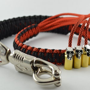Biker “get-back” Whip - Panic Snap - Black Reflective & Orange Paracord - handmade