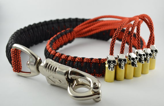 Biker “get-back” Whip - Panic Snap - Black Reflective & Orange Paracord - handmade