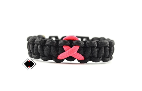 Breast Cancer Awareness Pink Ribbon - 550 paracord survival bracelet - Handmade in USA