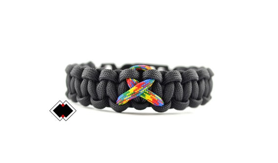 Autism Awareness Ribbon - 550 paracord survival bracelet - Handmade in USA