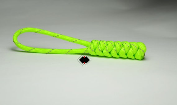 6 pack reflective neon green 550 paracord zipper pulls keychain knife lanyard handmade in USA