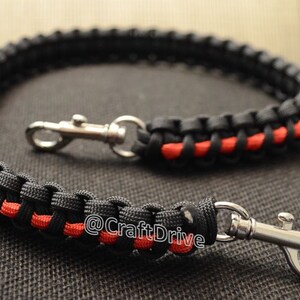 Firefighter thin red line - 550 paracord survival lanyard - handmade