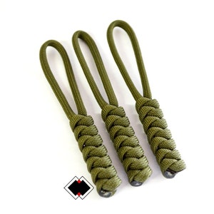 3 Pack 550 Paracord Zipper Pulls Schlüsselanhänger Messer Lanyard in grün oder kundenspezifischer Farbe handgefertigt in den USA
