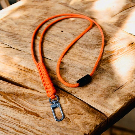 neon orange paracord lanyard - 550 paracord - break away buckle - made in USA