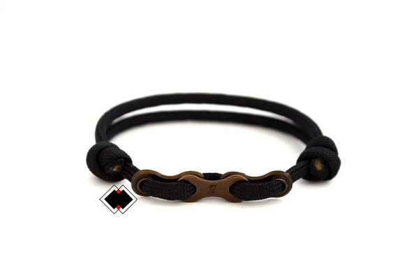 Bike chain paracord bracelet custom color handmade in USA - black