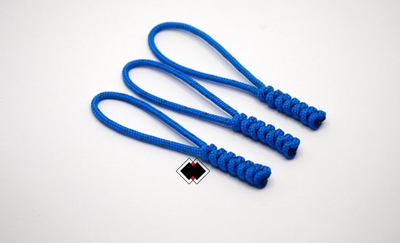3 pack reflective blue 275 paracord zipper pulls clothing keychain lanyard  REFLECTIVE BLUE