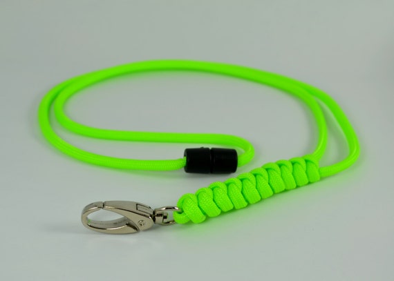 neon green paracord lanyard - 550 paracord - break away buckle - made in USA