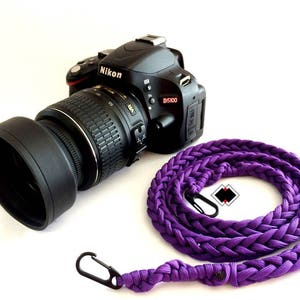 paracord camera strap - custom color - purple - made in USA