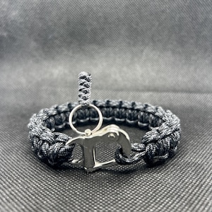 Paracord survival bracelet - silver Stainless Steel snap hook shackle - handmade in US