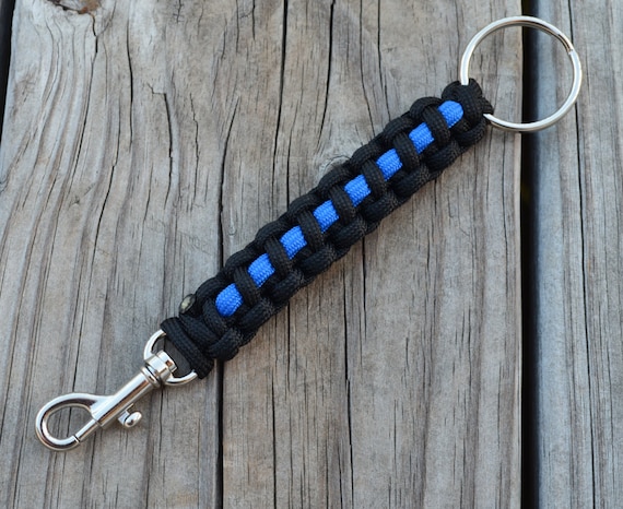 550 paracord Police thin blue line with ring/swivel clasp - handmade