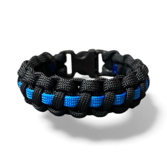 Police thin blue line - 550 paracord survival bracelet  - handmade