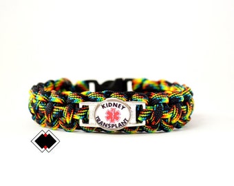 Kidney Transplant Medical Alert Paracord Bracelet  Zombie8 or Custom Made  Handmade in USA