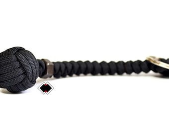 Customizable 3/4" Monkey Fist keychain 550 Paracord black handmade in USA