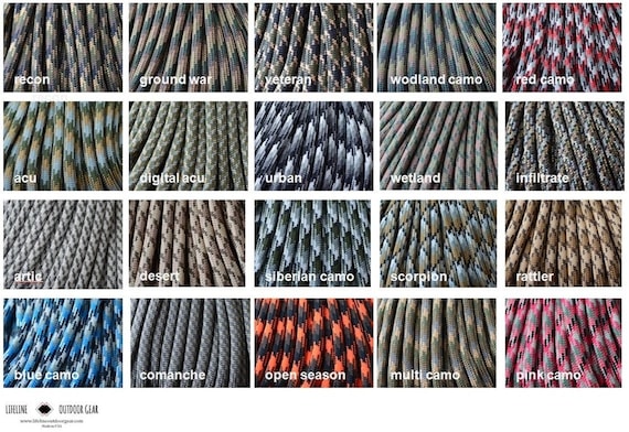 camouflage 550 paracord your choice color made in USA