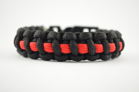 Firefighter thin red line - 550 paracord survival bracelet - handmade