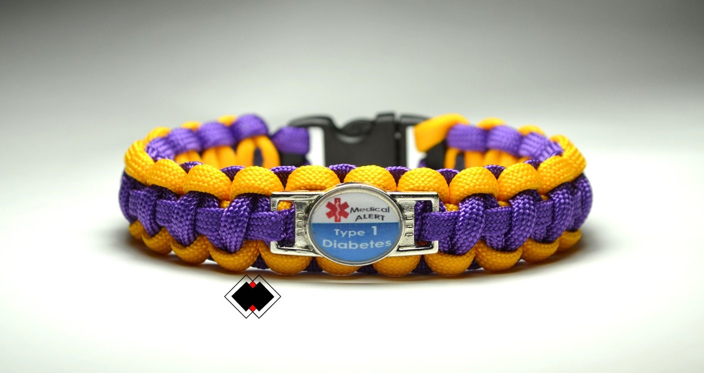 Type 1 Diabetes Diabetes Medical Alert Paracord Bracelet Purple