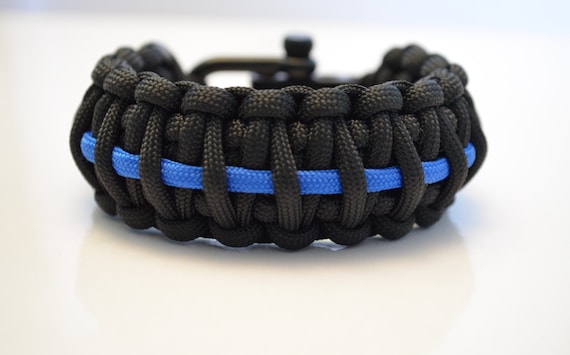 6 Pack. Police 550 Paracord Zipper Pull - Handmade in USA - black/royal blue