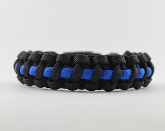 Paracord Armband Polizei-Thin Blue Line-Police-Awareness-Ribbon-Edelstahl Charm 