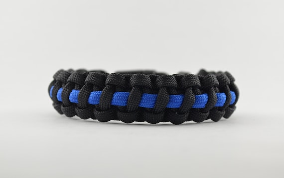 Police thin blue line - 550 paracord survival bracelet  - handmade