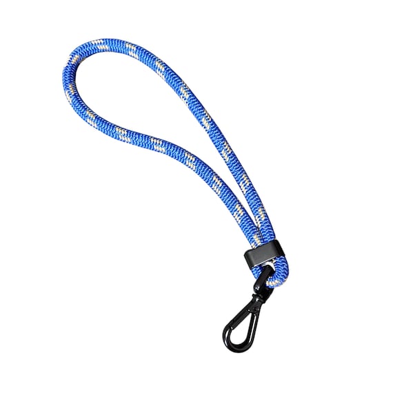 Rope keychain - blue and beige - nautical - handmade in USA