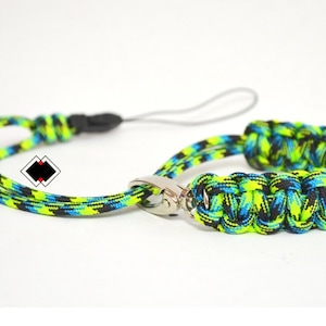 paracord camera wrist strap - zombie6- adjustable with swivel clasp and quick-release connector - custom - made in USA
