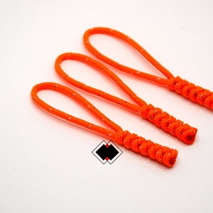 3 pack reflective neon orange 275 paracord zipper pulls clothing keychain lanyard REFLECTIVE NEON ORANGE