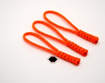 3 pack reflective neon orange 275 paracord zipper pulls clothing keychain lanyard REFLECTIVE NEON ORANGE