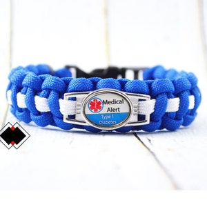 Type 1 Diabetes - Medical Alert Paracord Bracelet - Custom Made - Handmade in USA